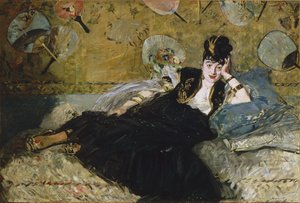 Franciául:  Nő rajongókkal alkotó: Édouard Manet