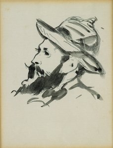 Egy ember feje (Claude Monet) 1874 (toll és tinta mosás papíron) alkotó: Édouard Manet
