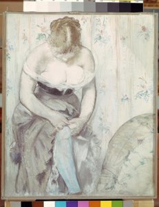 A harisnyakötős nő alkotó: Édouard Manet