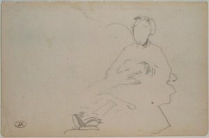 Manet - Egy ülő nő vázlata (vázlatfüzetből), 1864-1868 körül alkotó: Édouard Manet