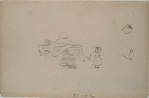 Manet - Vázlat egy padon ülő nőről és egy mellette álló gyermekről (vázlatfüzetből), 1864-1868 körüli évek alkotó: Édouard Manet