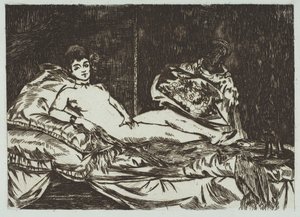 Olympia nagytányér, 1867. január-május. alkotó: Édouard Manet