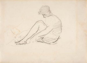 Ülő nő (Egy férfi fejének könnyű vázlata) alkotó: Édouard Manet