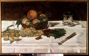 Csendélet, gyümölcsök az asztalon Edouard Manet festménye (1832-1883) 1864 V. 0,45x0,73 m Párizs, Muse d