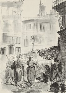 A Barikád, 1871, nyomtatva 1884 alkotó: Édouard Manet