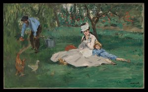 A Monet család a kertjében, Argenteuil-ben alkotó: Édouard Manet