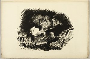 A lámpa alatt ("Egyszer egy éjféli borzalom..."), A hollóból (Le Corbeau) alkotó: Édouard Manet