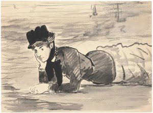 Nő feküdt a tengerparton. Annabel Lee alkotó: Édouard Manet
