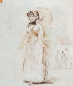 nő séta nyitott esernyővel; Nő sétálni nyitott napernyővel, 1880 alkotó: Édouard Manet
