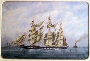 A Rossdhu, három angol matt száraz vitorlával Edouard Adam (1847-1929) akvarellje 1882 Párizs, Musee de la Marine