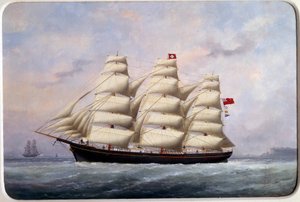 A William Lawrence vitorlás Edouard Adam (1847-1929) akvarellje 1881 Párizs, Musee de la Marine