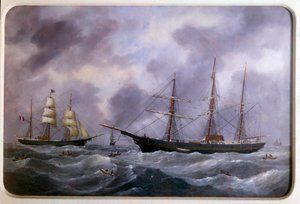 Hajók horgásztak Új-Fundland partján 1885-ben Edouard Adam akvarellje (1847-1929) 1885 Párizs, Musee de la Marine