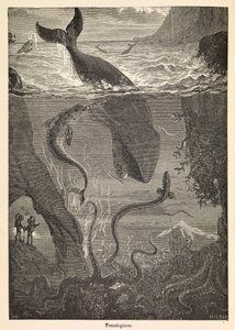 Jules Verne "Húszezer mérföld a tenger alatt" című művének címlapképe, 1870 körül (nyomtatás) alkotó: Edouard & Neuville Alphonse-Marie-Adolphe de (1835-85) Riou
