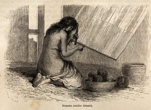 Egy indiai conibo Peruból, Riou rajza P. Marcoy 1848-tól 1860-ig tartó utazásának illusztrálására a Csendes-óceántól az Atlanti-óceánig. Gravírozás a „Le tour du monde”-ban, szerkesztette Edouard Charton alkotó: Edouard Riou