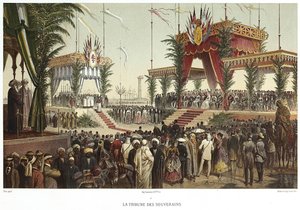 Szuezi csatorna. Az uralkodók tribunusa, 1869. alkotó: Edouard Riou