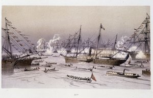 Az Eagle bejárata Port Saidba, a Szuezi-csatorna felavatására – Riou, Marius Fontaine „A Szuezi földszoroson keresztül” című művében alkotó: Edouard Riou