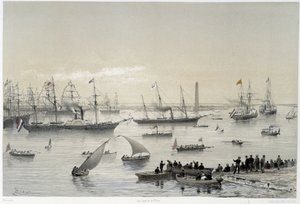 Az uralkodó belépése a Szuezi-csatornába Port Saidban a Szuezi-csatorna felavatása során G. Nicole. 1869 alkotó: Edouard Riou