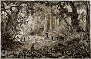 Egy guatemalai felfedezőtábor felállítása (1882) alkotó: Edouard Riou