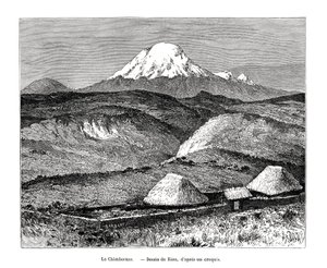 Mount Chimborazo, Ecuador, 19. század alkotó: Edouard Riou