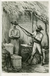 A szerző portréja, Victor Giraud hajózászlós és utazója, Montagu Kerr vadász. Riou metszete a Les lacs de l