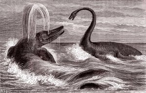 Az Ichtyosaurus és a Plesiosaurus alkotó: Edouard Riou