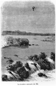 A Nílus utolsó szürkehályogja, illusztráció az Öt hét léggömbből, Jules Verne (1828-1905) Paris, Hetzel