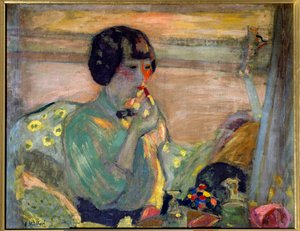 Marthe Mellot (1870-1947) francia komikus sminkben, XX. század. Párizs, A Champs Elysees vígjátéka (olaj, vászon) alkotó: Edouard Vuillard