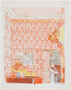 Belső rész rózsaszín függönyökkel I alkotó: Edouard Vuillard