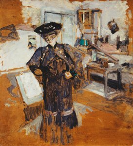 Hölgy fátyolban, csípőre tett kézzel; Fátyolos hölgy, csípőre tett kézzel, 1902-03 körül alkotó: Edouard Vuillard
