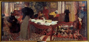 Nagy belső tér hat karakterrel alkotó: Edouard Vuillard