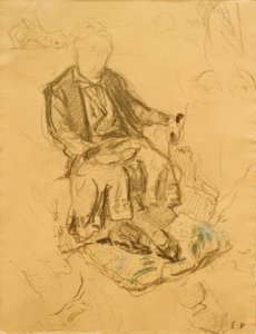 Madame Bénard ül, lábai egy párnán nyugszanak alkotó: Edouard Vuillard