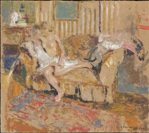 Akt a csíkos szalonban, c. 1905. alkotó: Edouard Vuillard