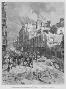 Palermo bombázása a Garibaldi bejáratnál (metszet)