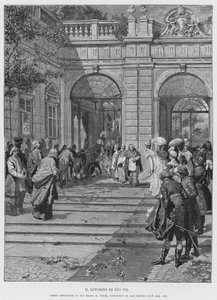 VII. Pius visszatérése (metszet) alkotó: Edouardo Matania