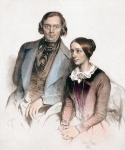 Robert és Clara Schumann (színes metszet) alkotó: Eduard (after) Kaiser