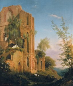 A lehnini kolostorrom látképe alkotó: Eduard Gaertner