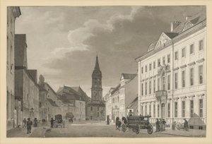 A Klosterstraße a berlini plébániatemplommal alkotó: Eduard Gaertner