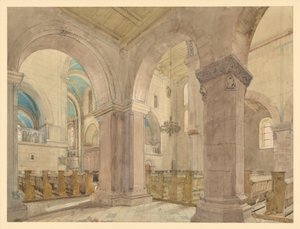 A halle an der saalei Petersbergen álló Szent Péter társaskáptalani templom belseje alkotó: Eduard Gaertner