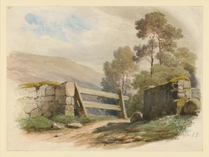 Táj kőfallal és kapuval alkotó: Eduard Gaertner
