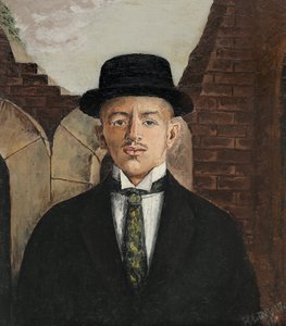 Vaszilij Kamenszkij költő portréja cilinderben 1884-1961, 1917