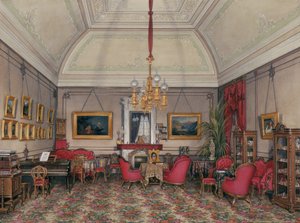 A Téli Palota belső terei. Az ötödik fenntartott apartman. Mária Alekszandrovna nagyhercegnő szalonja, 1874 alkotó: Eduard Hau