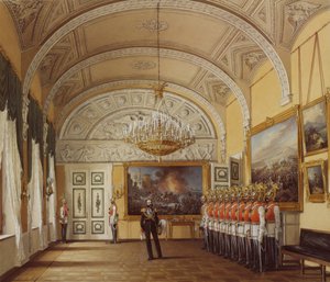 A Téli Palota belső terei. Az őrszoba, 1864 alkotó: Eduard Hau