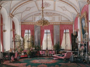 A Téli Palota belső terei. Mária Alekszandrovna császárné málnatanulmánya, 1860-as évek alkotó: Eduard Hau