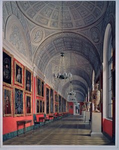 Az Új Ermitázs, A Romanov Galéria, Északi Lelőhely (Az Új Ermitázs, A Romanov Galéria, Északi Lelőhely). Eduard (Edouard) Hau (1807-1887) munkája, akvarell papíron 1864. Orosz művészet 19. század. Állami Ermitázs Szentpétervár. alkotó: Eduard Hau