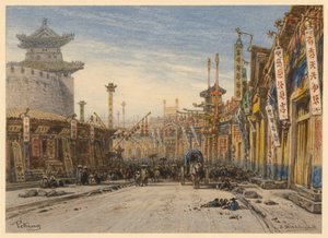 Utca Pekingben alkotó: Eduard Hildebrandt