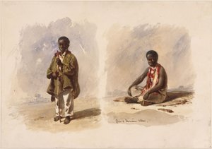 Két kis afro-brazil gyerek; az egyik áll, a másik ül