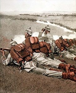 Dieuze közelében, illusztráció egy német folyóiratból, „Simplicissimus”, 1915 körül (litho)