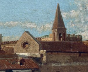 A terasz, Edoardo Dalbono (1841-1915), olaj, panel, 45x30 cm. Részlet. alkotó: Eduardo Dalbono