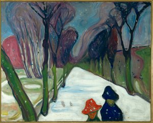 Avenue in the snow (olaj, vászon) alkotó: Edvard Munch