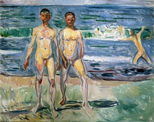 Edvard Munch (1863-1944) fürdőzői festménye 1940-1942 V. 149,5x120 cm Bécs, Kunsthistorisches Museum, Nue Gallery in der Stallburg alkotó: Edvard Munch